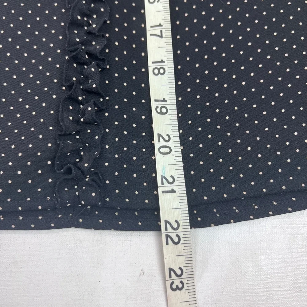 Ann Taylor LOFT Polka Dot Skirt Ruffle Trim Black White Size‎ 4 Career Classic